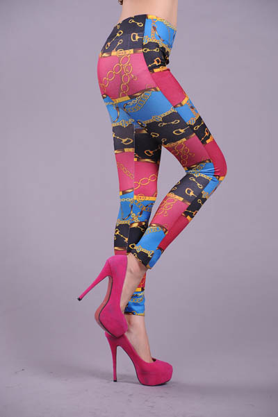 Мода Блокировка Pattern Толстые Леггинсы